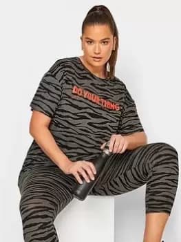 Yours Do Your Thing Animal Active Top, Grey, Size 18, Women