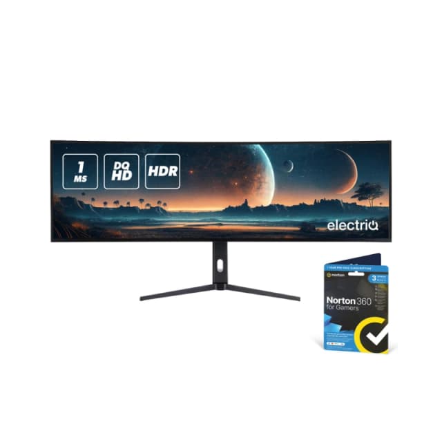 electriQ 49 IPS 5K DQHD 144Hz 1ms Super UltraWide Curved Gaming Monitor eiq-495KCSUW144IPS Black