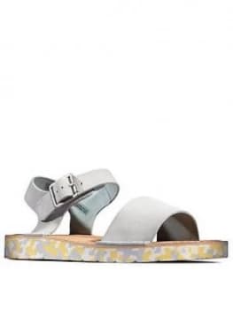 Clarks Lunan Strap Leather Flat Sandal - Light Blue