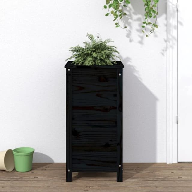 vidaXL Garden Planter Black 40x40x78cm Solid Wood Pine, Black 825279