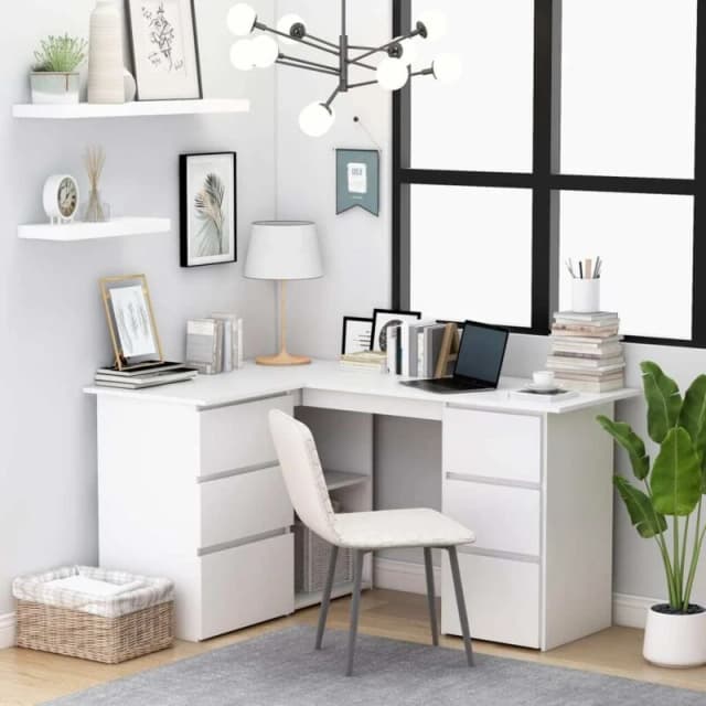 Corner Desk White 145x100x76cm Chipboard