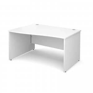 Maestro 25 PL Left Hand Wave Desk 1400mm - White Panel Leg Design