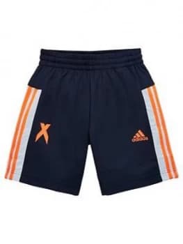 Boys, Adidas Youth X Short, Navy/Orange, Size 13-14 Years
