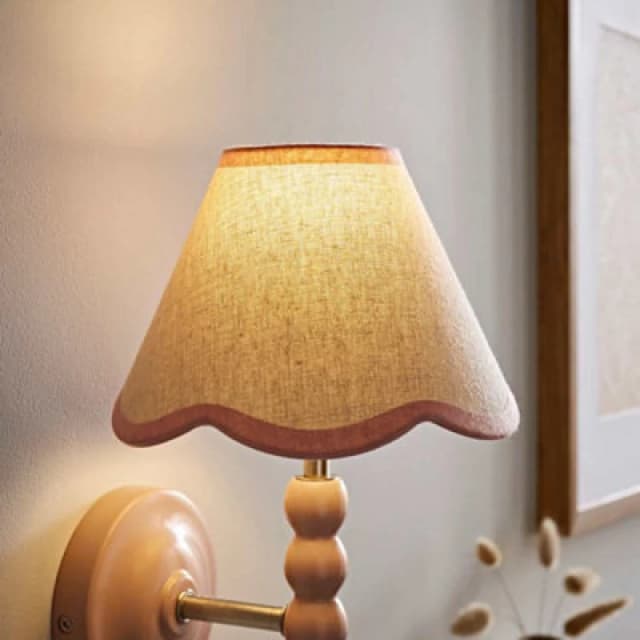 Valuelights Florie Linen Pink Scallop Trim Mini Lamp Shade (D)19Cm