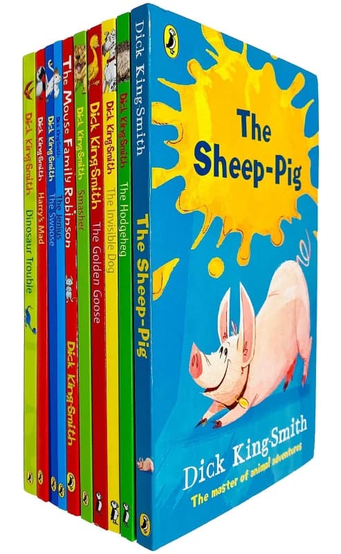 Dick King-Smith 10 Book Set Featuring The Sheep-Pig The Hodgeheg The Invisible Dog The Golden Goose Smasher Dick King-Smith Books