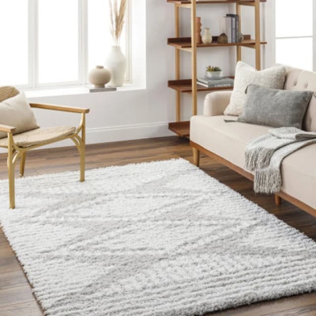 Livabliss Shaggy Modern Plush Pile Light Grey Nuria Area Rug 160 X 220 Cm - Easy Care, Non Shedding, Ideal For Living Room & Bedroom
