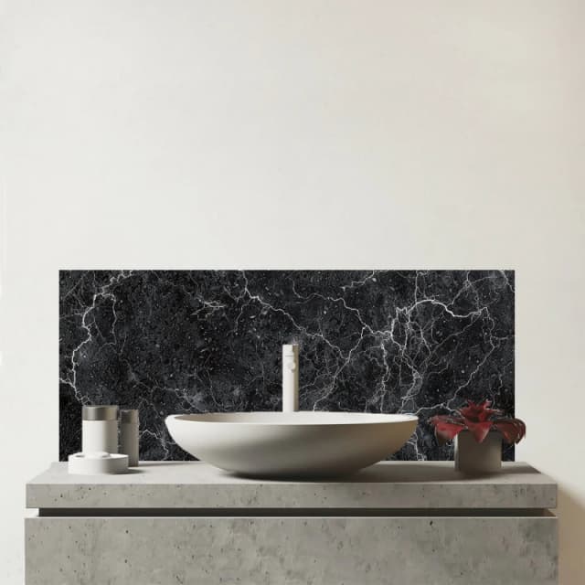 Warren Reed - Designer Slate Grey Quartz Effect Glass Bathroom Splashback Grey Unisex