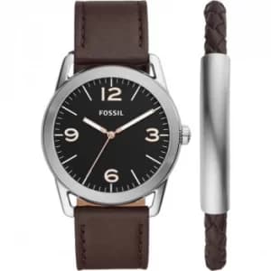 Fossil Ledger Brown Leather Watch Set