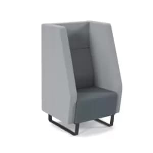 Encore high back 1 seater sofa 600mm wide with Black sled frame - elapse grey seat with late grey back and arms