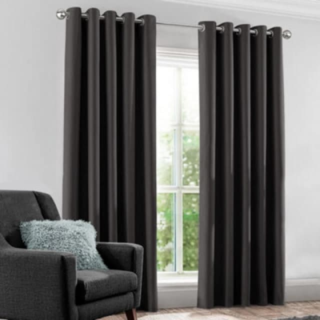 Velosso Modern Blackout Curtains - Ring Top, Light Blocking, Thermal & Privacy Drapes - Perfect For Bedroom & Living Room - Charcoal