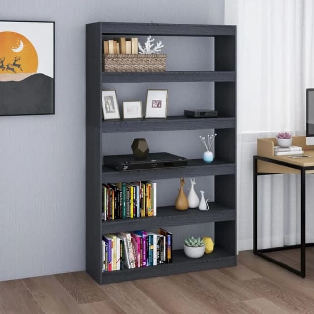 VIDAXL Book Cabinet/Room Divider Grey 100x30x167.5cm Solid Pinewood Vidaxl 8720286609255