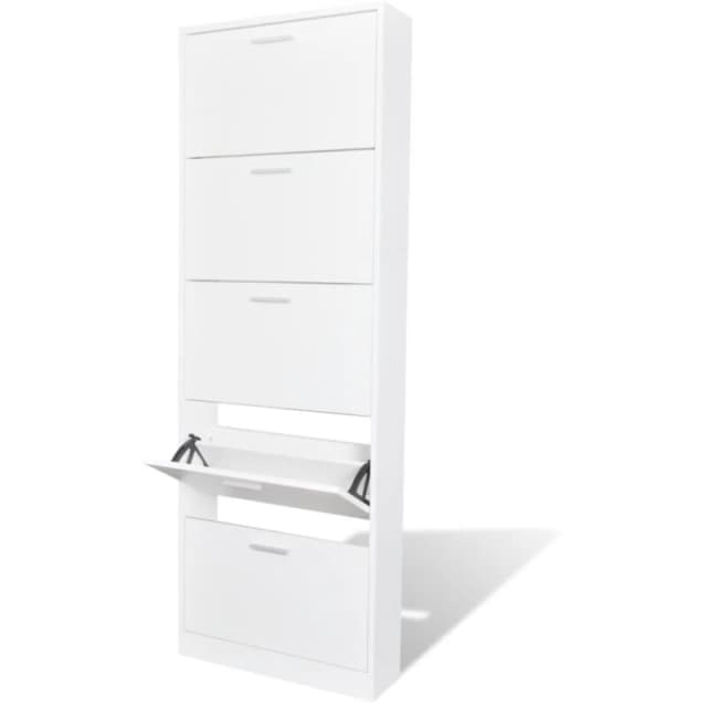 VIDAXL vidaXL White Wooden Shoe Cabinet with 5 Compartments 241240