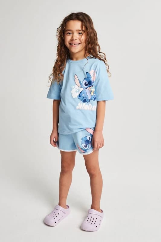 Brand Threads Lilo & Stitch Stitch Sweater & Shorts Set in Blue Size: 5-6 Years Blue Unisex 5-6 Years
