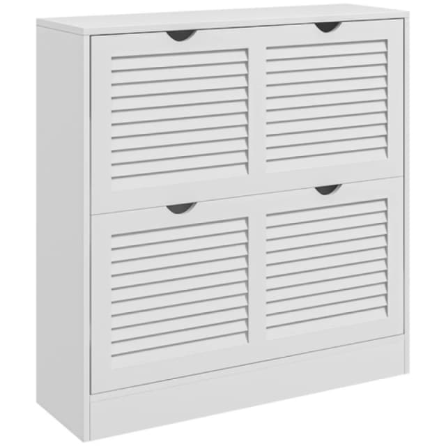 HOMCOM HOMCOM Slim Shoe Storage Cabinet with 2 Flip Drawers for Entryway, White White One Size Unisex 5063603025875