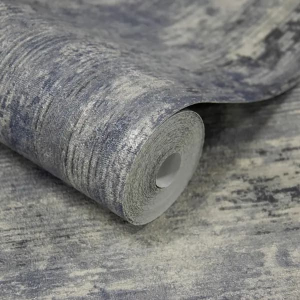 Grandeco Vincenzo Distressed Luxury Italian plaster Wallpaper Dark Navy