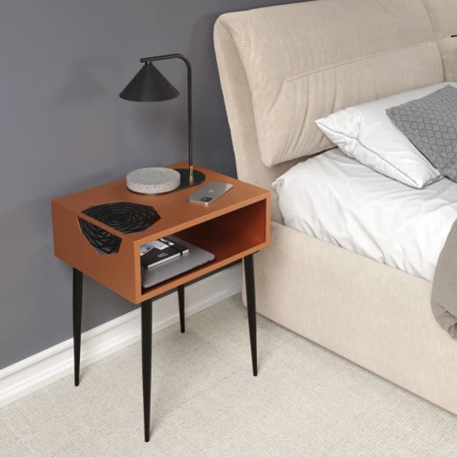 Core Galaxy 1 Drawer Copper Metal Bedside Table