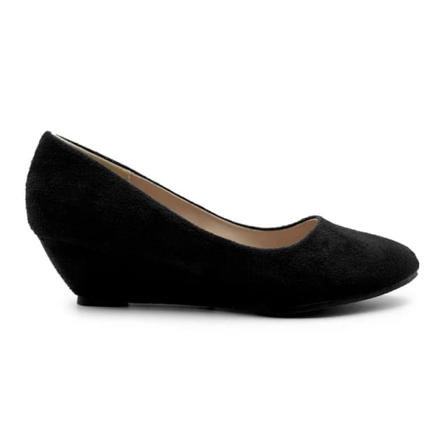Where's That From 'Kieran' Platform Low Wedge Mid Heel Court Shoes True Black
