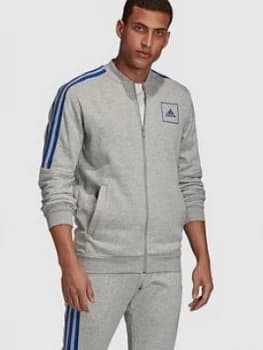 Adidas 3 Stripe Tape Track Top - Medium Grey Heather