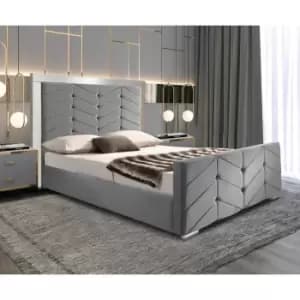 Marisa Bed Double Plush Velvet Grey