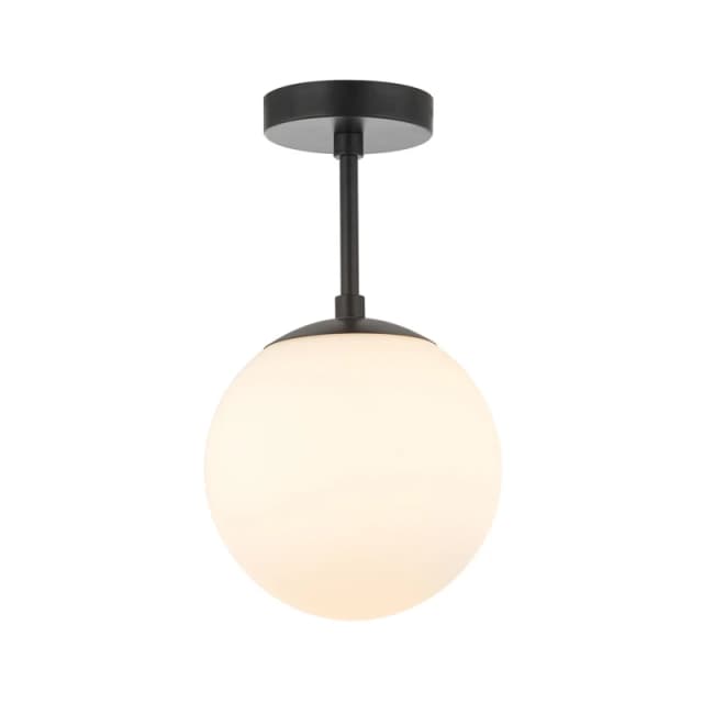 Happy Homewares Traditional Glass Globe IP44 Bathroom Ceiling Light Fixture in Black Unisex