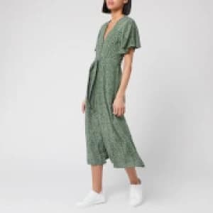 Whistles Womens Anita Spotted Animal Frill Sleeve Dress - Green/Multi - UK 10