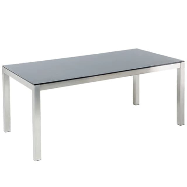 Beliani Garden Dining Table Grosseto 180 Cm 90 Cm Tempered Glass Black
