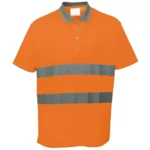 Portwest Cotton Comfort Reflective Safety Short Sleeve Polo Shirt (L) (Orange)