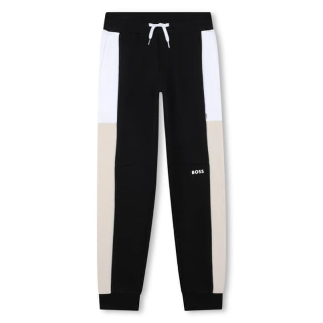 Boss Kids Cotton Closed Cuff Joggers Black 09B male 4 Yrs