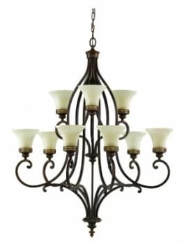 9 Light Multi Arm Chandelier Walnut Finish, E27
