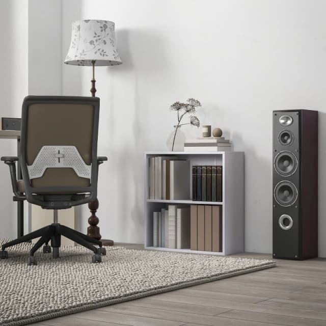 HOMCOM Bookshelf Display Storage Shelf with 2 Compartments for Study in White White Unisex