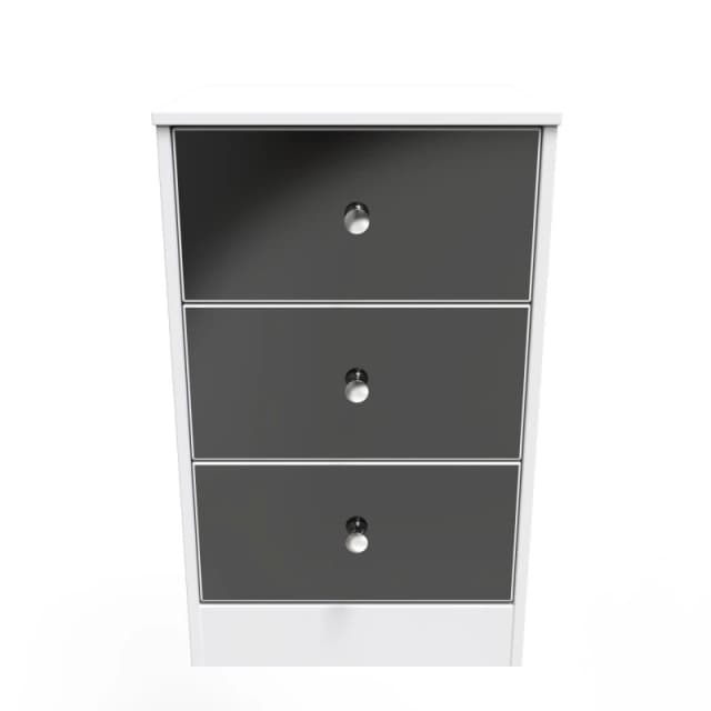 Taunton 3 Drawer Bedside Cabinet In Black & White (Ready Assembled)