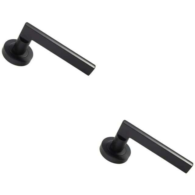 Loops 2x PAIR Straight Plinth Mounted Handle on Round Rose Concealed Fix Matt Black Black