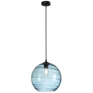 Schuller Geos Dome Pendant Ceiling Light Matt Black, Light Blue, E27