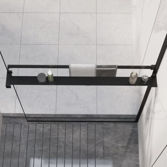 vidaXL Shower Shelf For Walk-in Shower Wall Black 90cm Aluminium, Black 153616