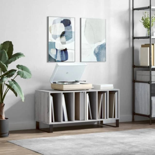 VIDAXL Record Cabinet Grey Sonoma 100x38x48cm Engineered Wood Vidaxl 8720845877736
