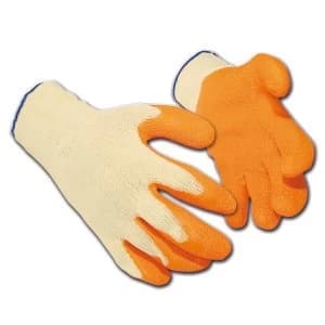 Latex Gloves Large Polyester Cotton Orange Pack of 12 Pairs