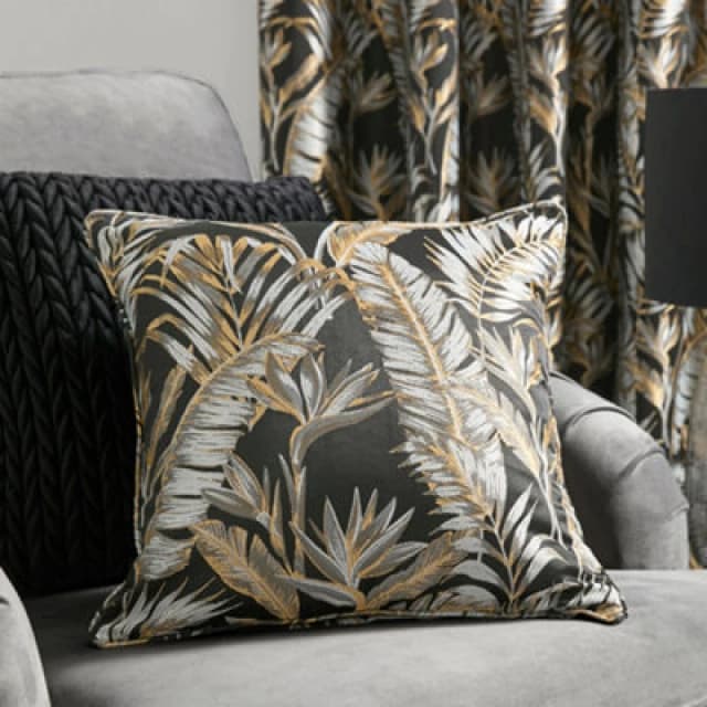 Laurence Llewelyn-Bowen Paradise Palm Jacquard Filled Cushion 43cm x 43cm Black