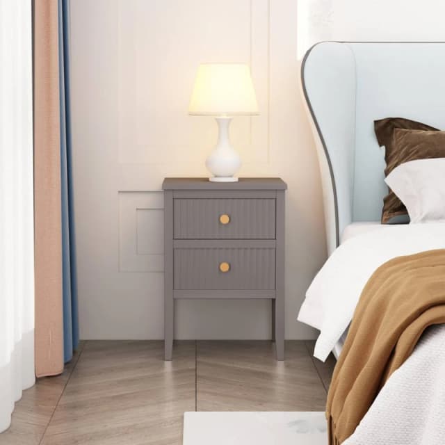 Cabinet Bits Bellaria 2 Drawer Bedside Table in Grey Grey Unisex