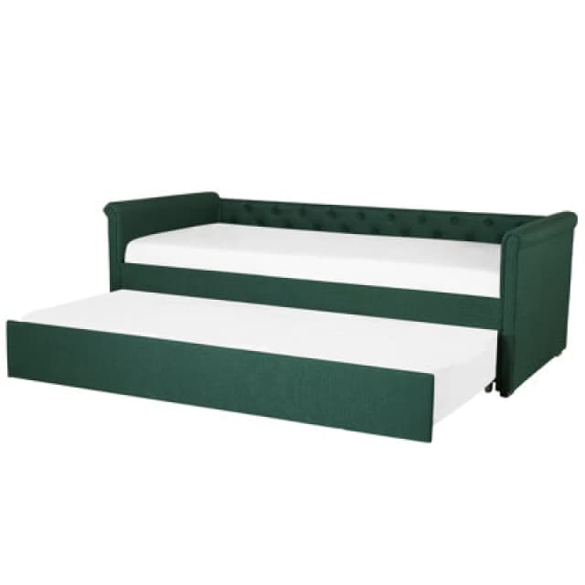 Beliani Trundle Bed Fabric Libourne 80 X 200 Cm (Eu Small Single) Dark Green