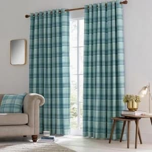 Helena Springfield Light Blue Polyester 'Harriet' Woven Lined Curtain - 167cm x 183cm drop