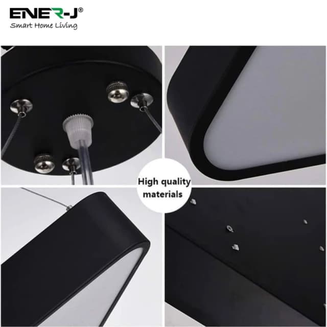 ENER-J 36W Hollow Triangle Pendant Light Size Diameter 80 cms Lampshade in Black Unisex