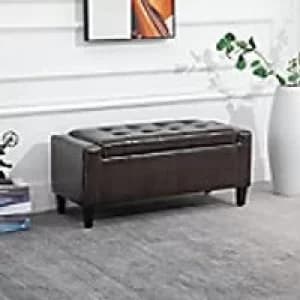 Homcom Leather Storage Bench Brown