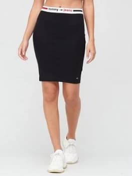 Tommy Jeans Jersey Logo Waistband Skirt - Black