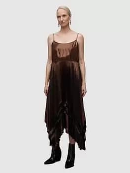 Allsaints Nadia Foil Dress - Pale Cacao/Black