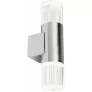 Loops - IP44 Accent Outdoor LED Light Steel Double Glass Up Down Wall Lamp Porch Garden