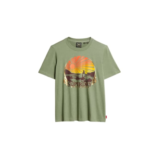 Superdry Womens T-Shirt Superdry Travel Souvenir Vert Female S