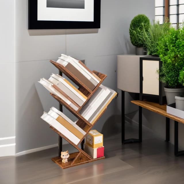 Rafaelo Mobilia Desk Tree Bookshelf in Brown Brown Unisex