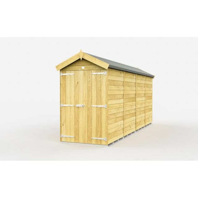 Buttercup Farm 4 x 16 Feet Apex Shed - Double Door W/O Window - L472 x W118 x H217cm in Brown Brown Unisex