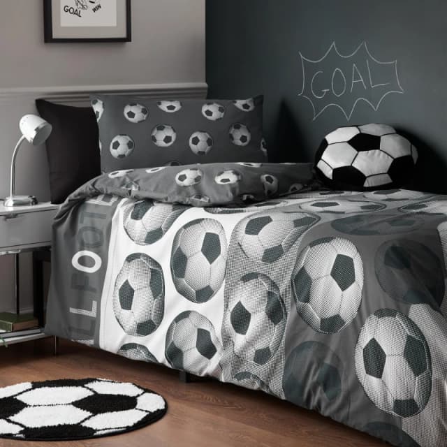 Catherine Lansfield Football Childrens Bedding Grey