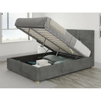 Caine Ottoman Upholstered Bed, Kimiyo Linen, Granite - Ottoman Bed Size King (150x200)